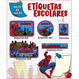 Arquivo de Corte Etiqueta Escolar Homem Aranha