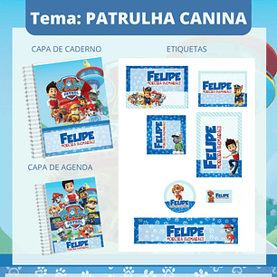 Arquivo de Corte Etiqueta Escolar Patrulha canina