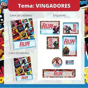 Arquivo de Corte Etiqueta Escolar Vingadores