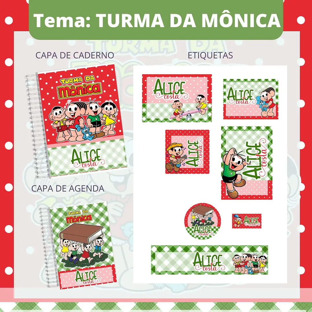 Arquivo de Corte Etiqueta Escolar  Turma da Mônica 1