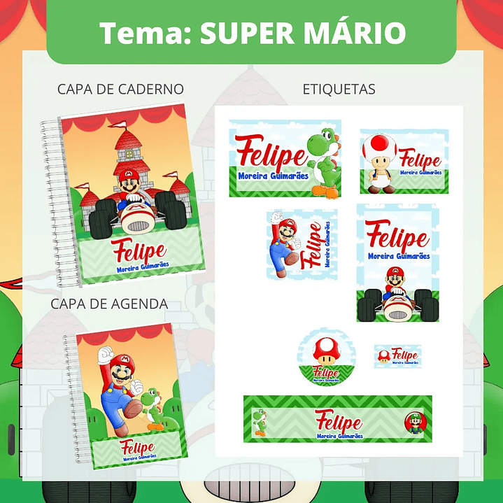 Arquivo de Corte Etiqueta Escolar Super Mario 1