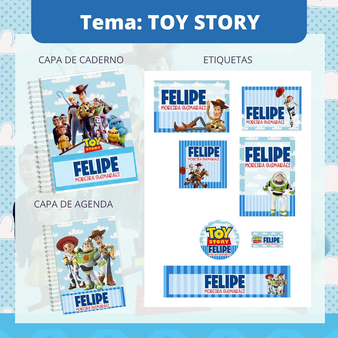 Arquivo de Corte Etiqueta Escolar Toy Story 1