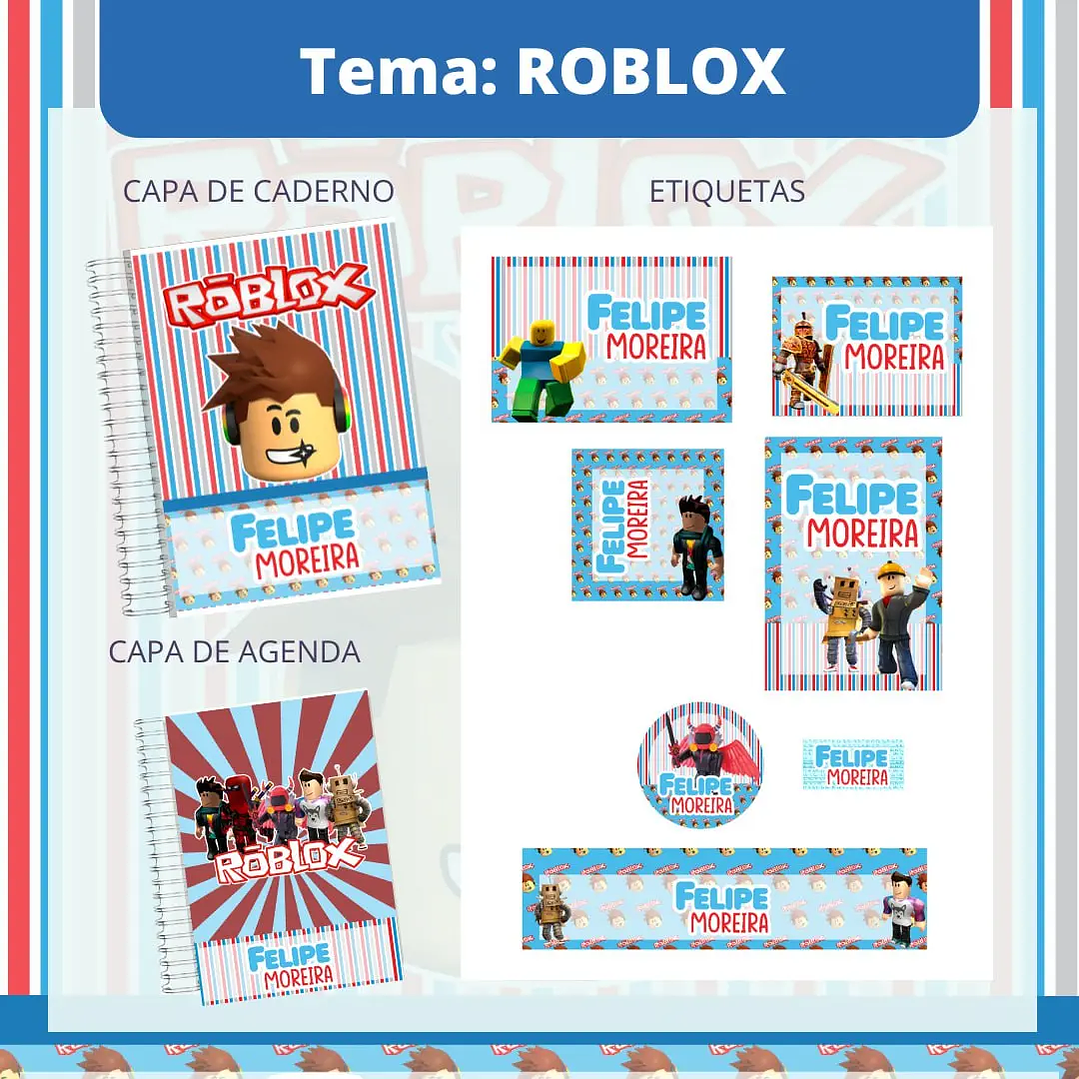 Arquivo de Corte Etiqueta Escolar Roblox 1