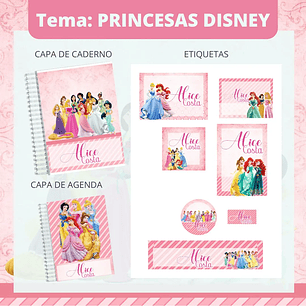 Arquivo de Corte Etiqueta Escolar Princesas Disney