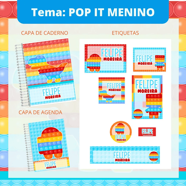 Arquivo de Corte Etiqueta Escolar Pop It Menino 1