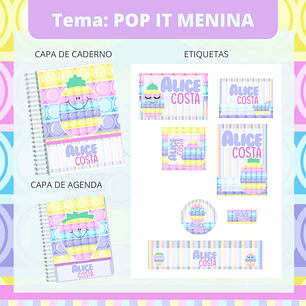 Arquivo de Corte Etiqueta Escolar Pop It Menina