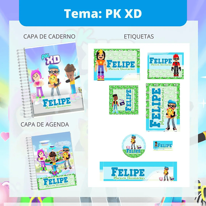 Arquivo de Corte Etiqueta Escolar PK XD 1