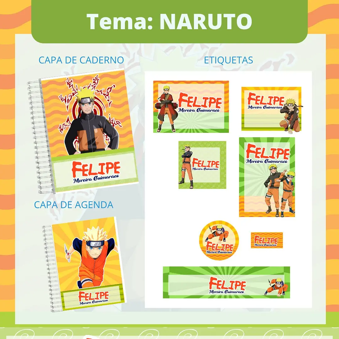 Arquivo de Corte Etiqueta Escolar Naruto 1
