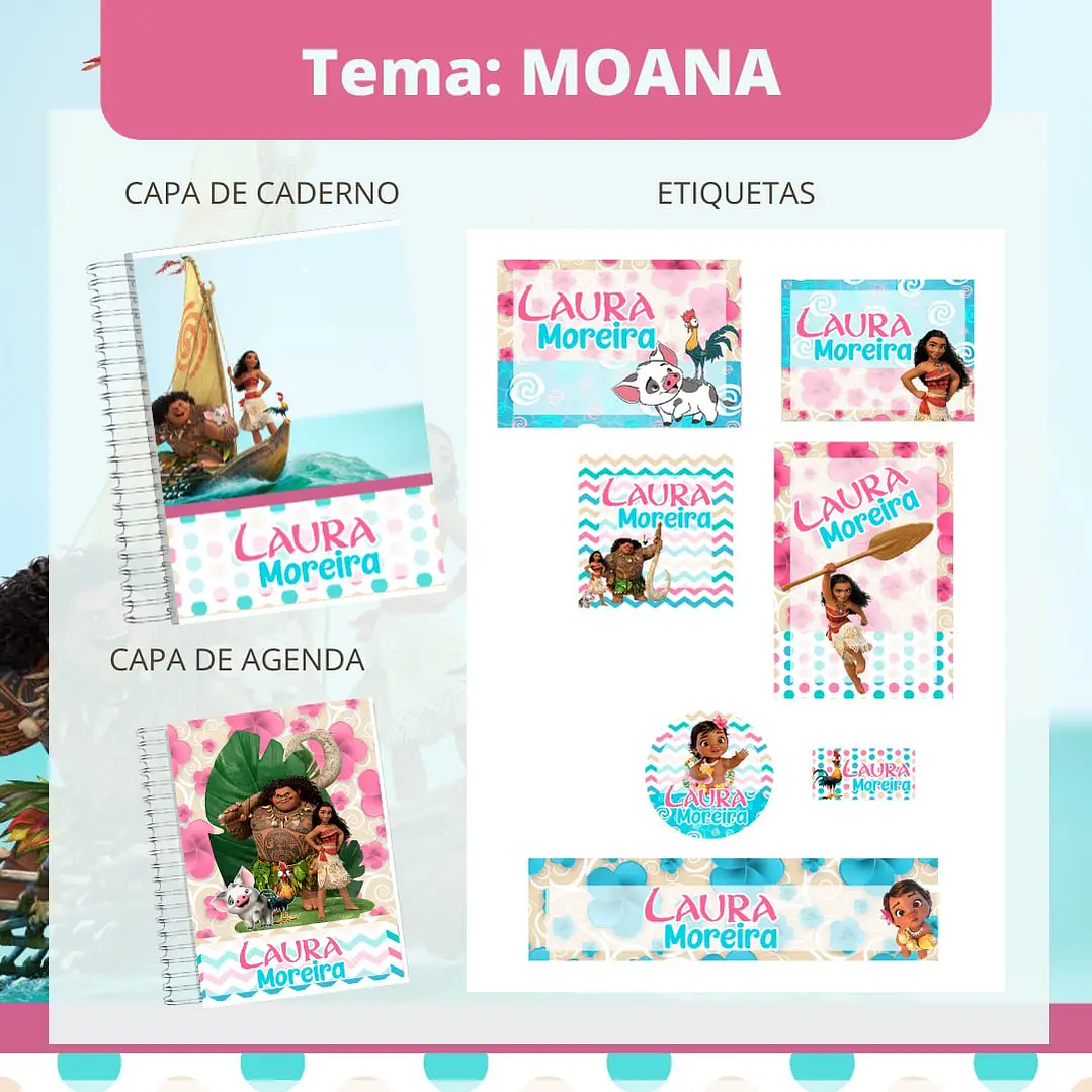 Arquivo de Corte Etiqueta Escolar Moana 1