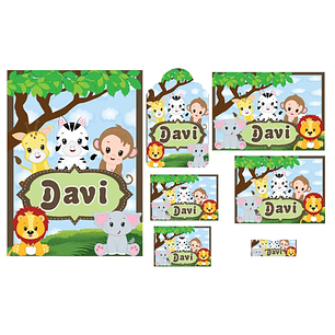 Arquivo de Corte Etiqueta Escolar Safari