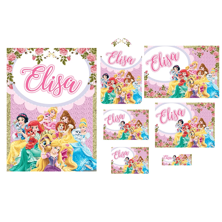 Arquivo de Corte Etiqueta Escolar Princesas Disney 1