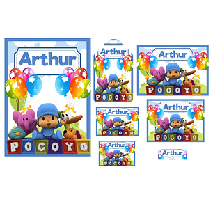 Arquivo de Corte Etiqueta Escolar Pocoyo