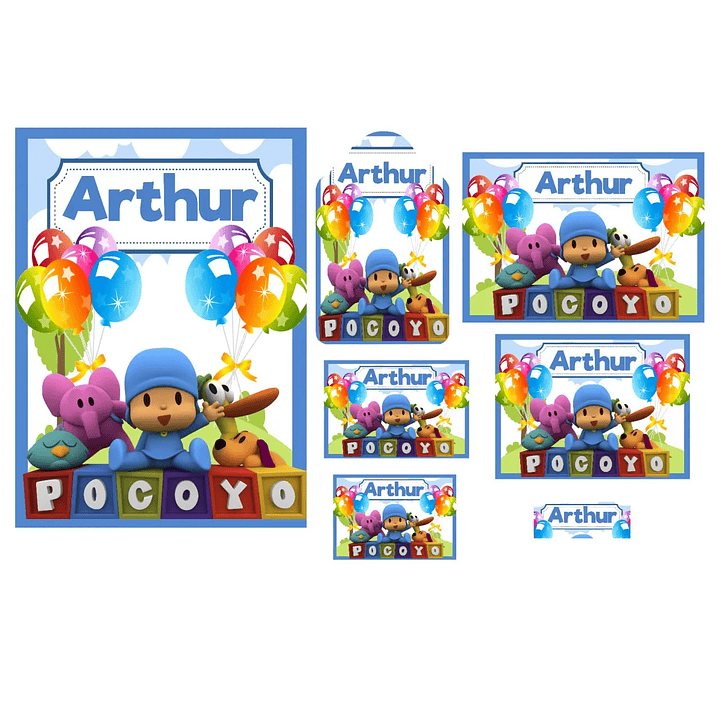 Arquivo de Corte Etiqueta Escolar Pocoyo 1