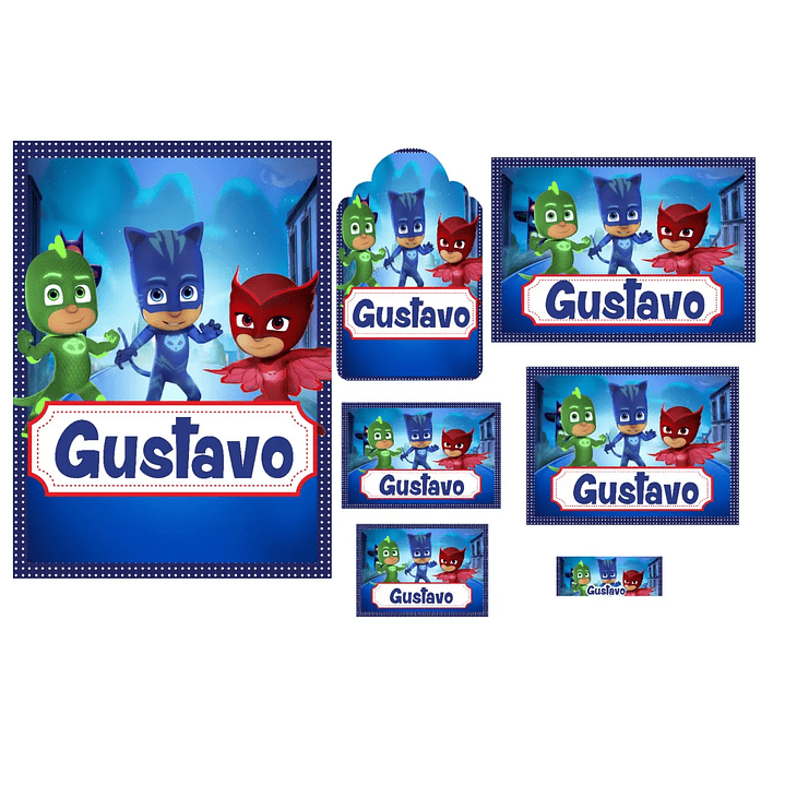 Arquivo de Corte Etiqueta Escolar PJ Masks 1