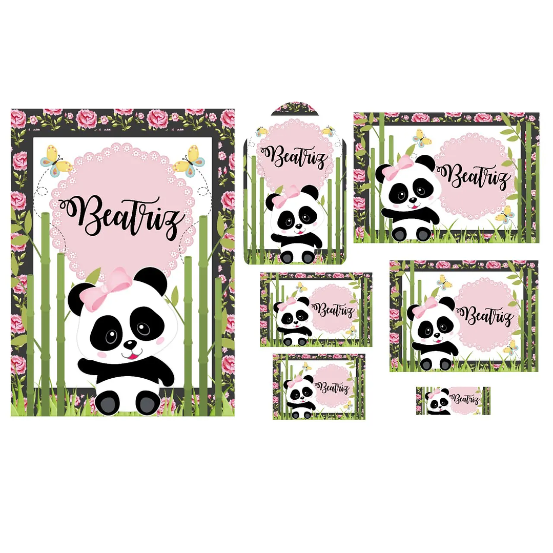Arquivo de Corte Etiqueta Escolar Panda Menina 1