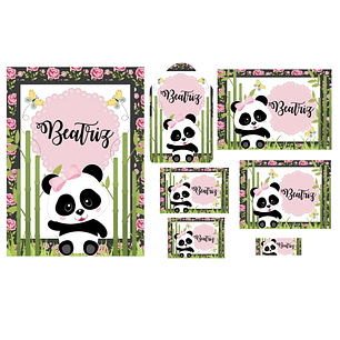 Arquivo de Corte Etiqueta Escolar Panda Menina