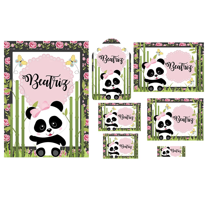 Arquivo de Corte Etiqueta Escolar Panda Menina 1