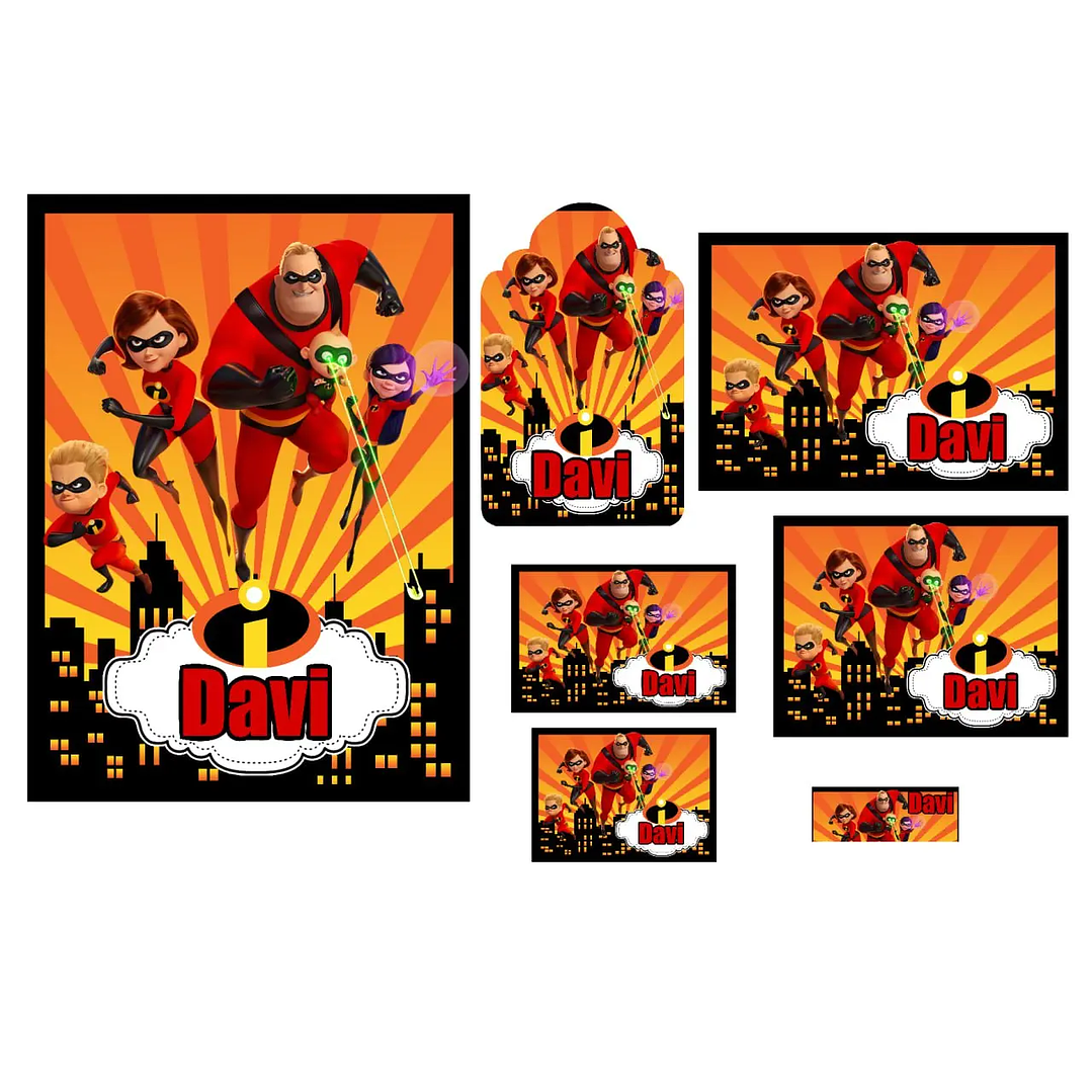 Arquivo de Corte Etiqueta Escolar Os Incríveis 1