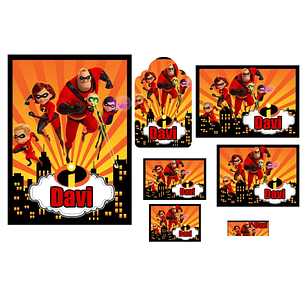 Arquivo de Corte Etiqueta Escolar Os Incríveis