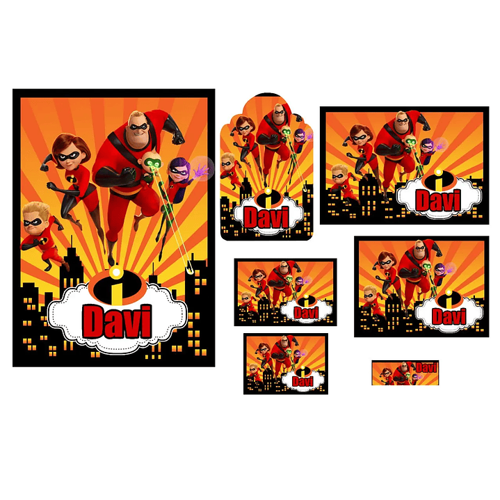 Arquivo de Corte Etiqueta Escolar Os Incríveis 1