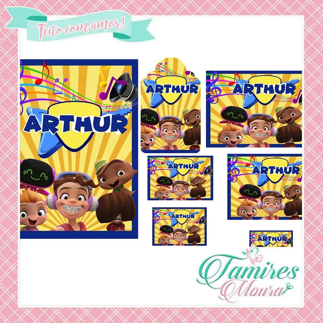 Arquivo de Corte Etiqueta Escolar Beat Power Rockers 1