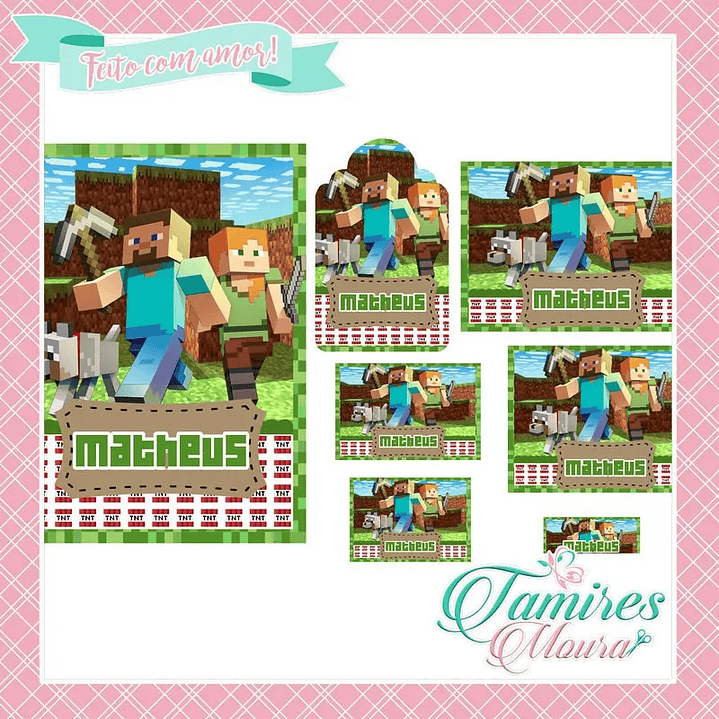 Arquivo de Corte Etiqueta Escolar Minecraft 1