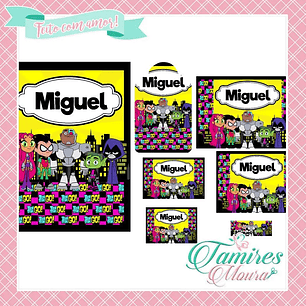 Arquivo de Corte Etiqueta Escolar Jovens Titãs 