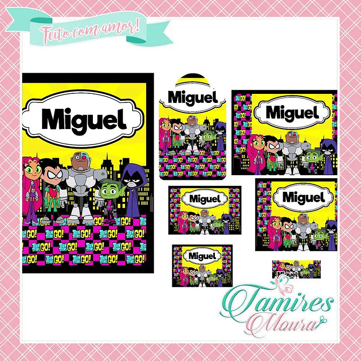 Arquivo de Corte Etiqueta Escolar Jovens Titãs  1