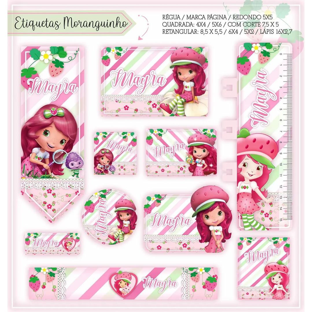 Arquivo de Corte Etiqueta Escolar Moranguinho 1