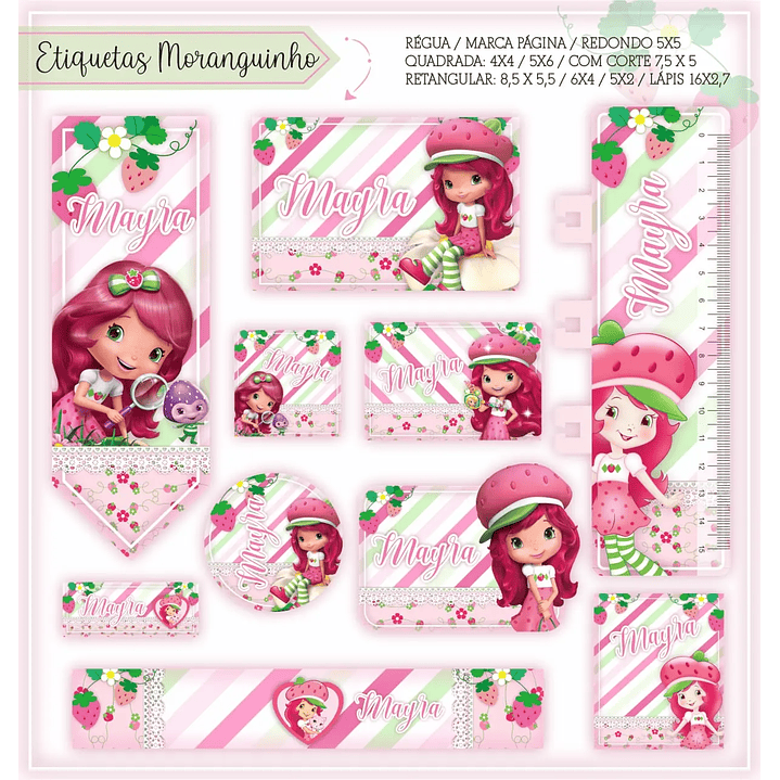 Arquivo de Corte Etiqueta Escolar Moranguinho 1