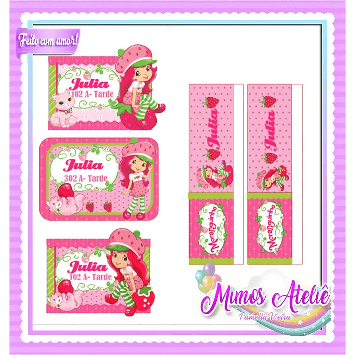 Arquivo de Corte Etiqueta Escolar Moranguinho  1