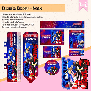 Arquivo de Corte Etiqueta Escolar Sonic 