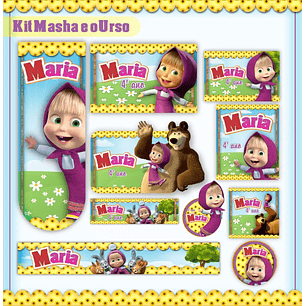 Arquivo de Corte Etiqueta Escolar Masha e o Urso