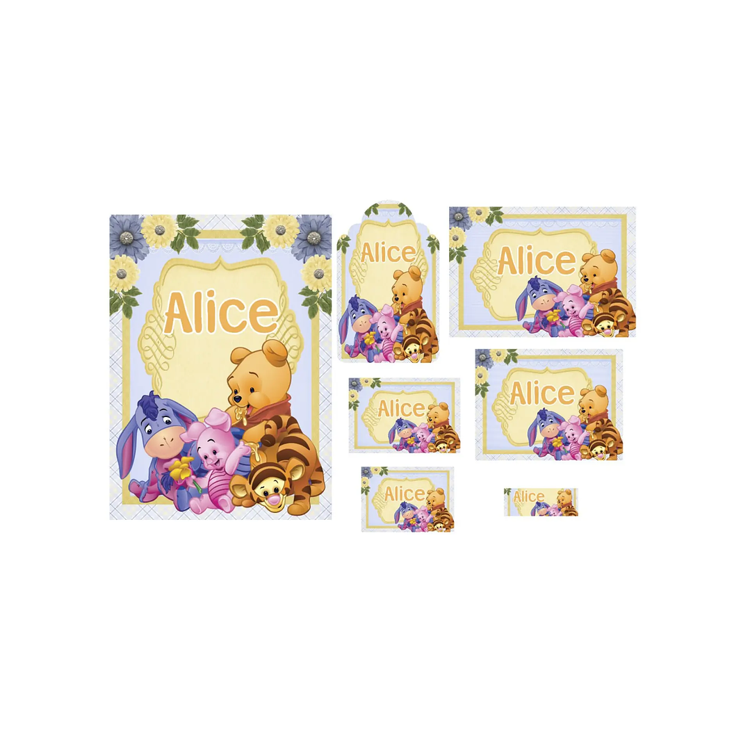 Arquivo de Corte Etiqueta Escolar Ursinho Pooh 1