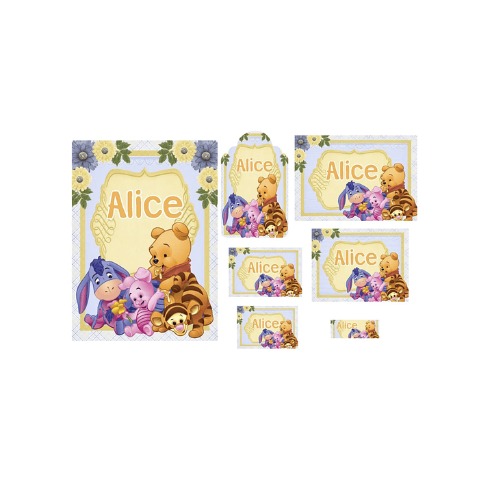 Arquivo de Corte Etiqueta Escolar Ursinho Pooh 1