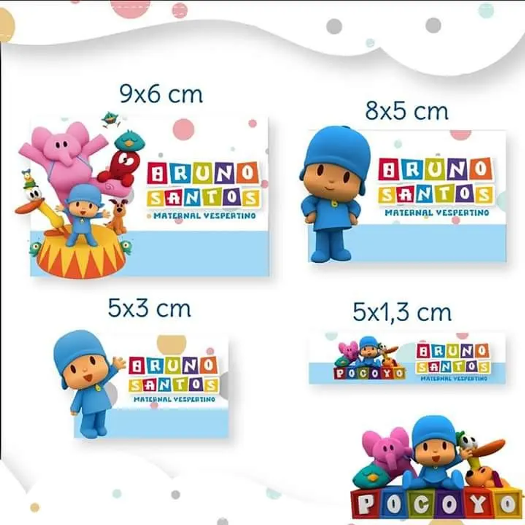 Arquivo de Corte Etiqueta Escolar Pocoyo 1