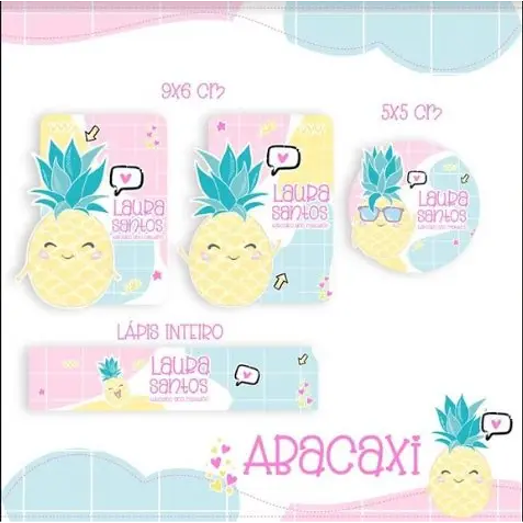 Arquivo de Corte Etiqueta Escolar Abacaxi 1