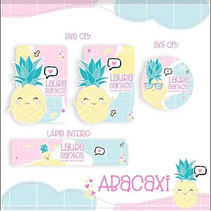 Arquivo de Corte Etiqueta Escolar Abacaxi