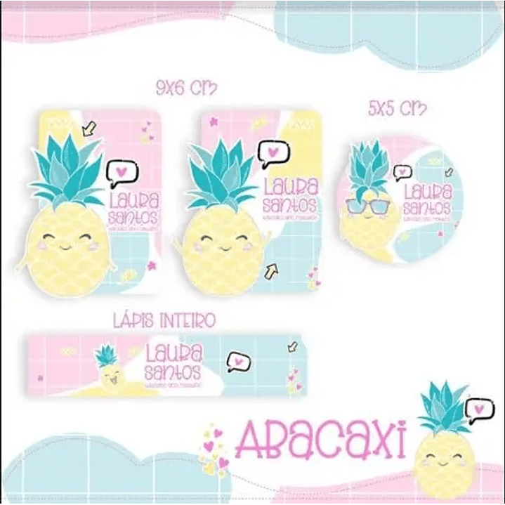 Arquivo de Corte Etiqueta Escolar Abacaxi 1
