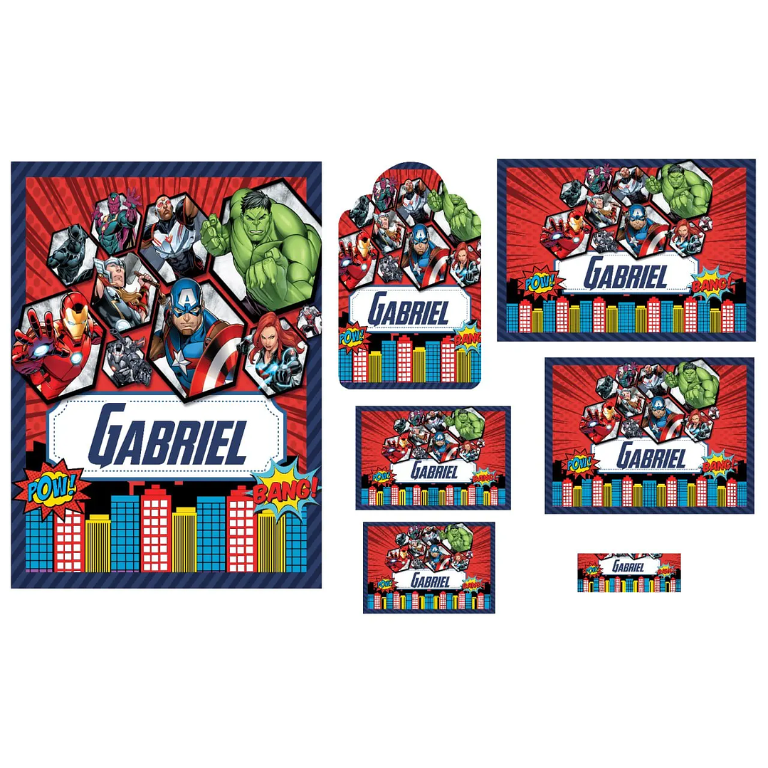 Arquivo de Corte Etiqueta Escolar Vingadores 1