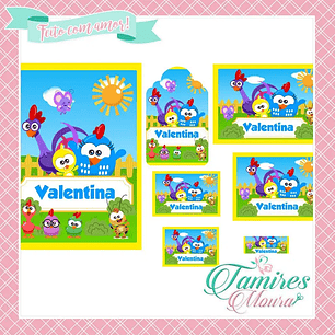 Arquivo de Corte Etiqueta Escolar Galinha Pintadinha 