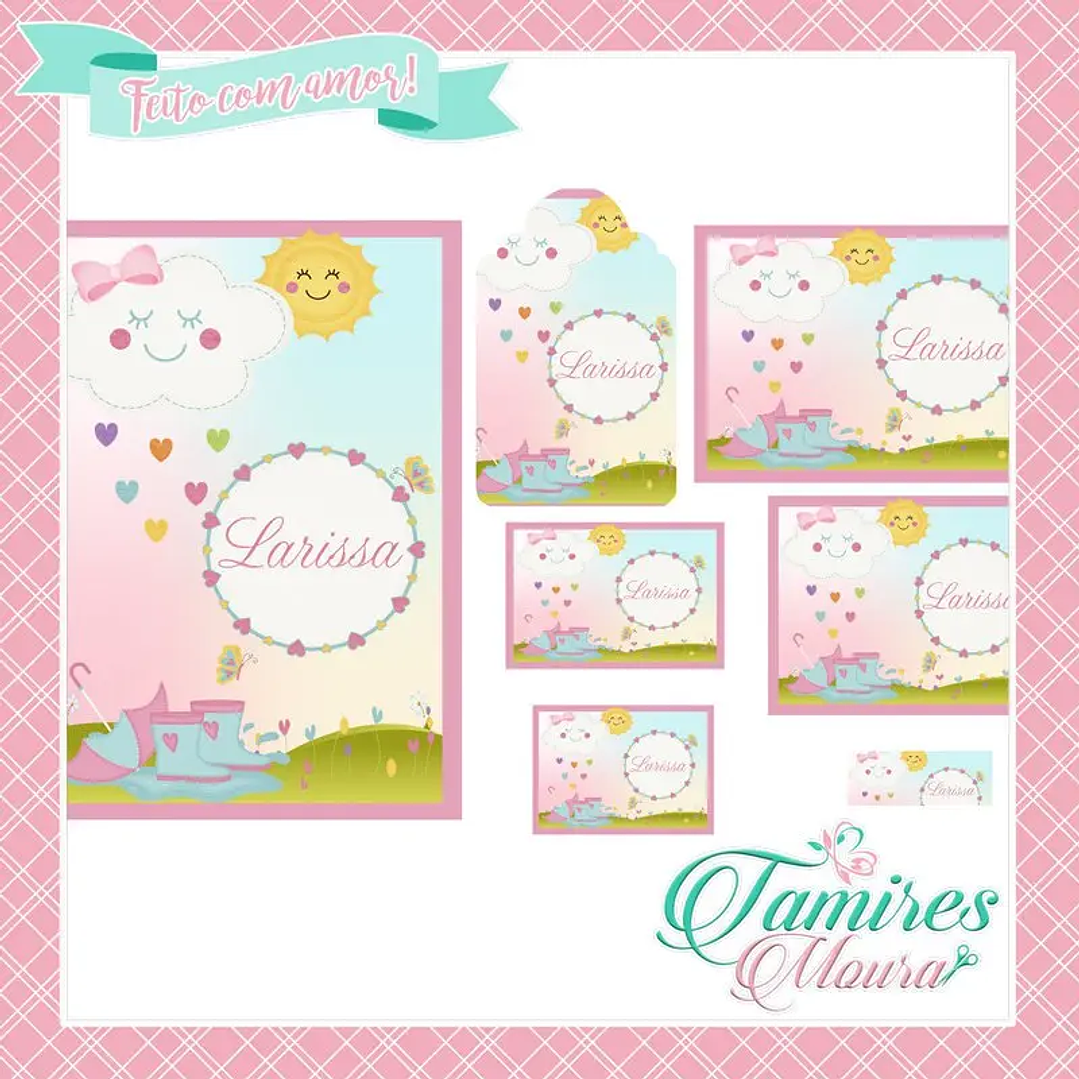 Arquivo de Corte Etiqueta Escolar Chuvas de Amor 1