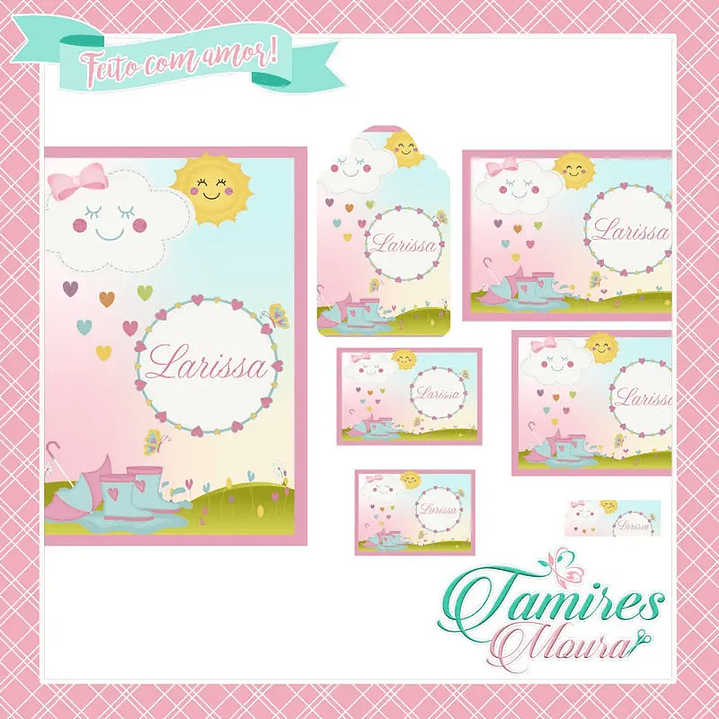 Arquivo de Corte Etiqueta Escolar Chuvas de Amor 1