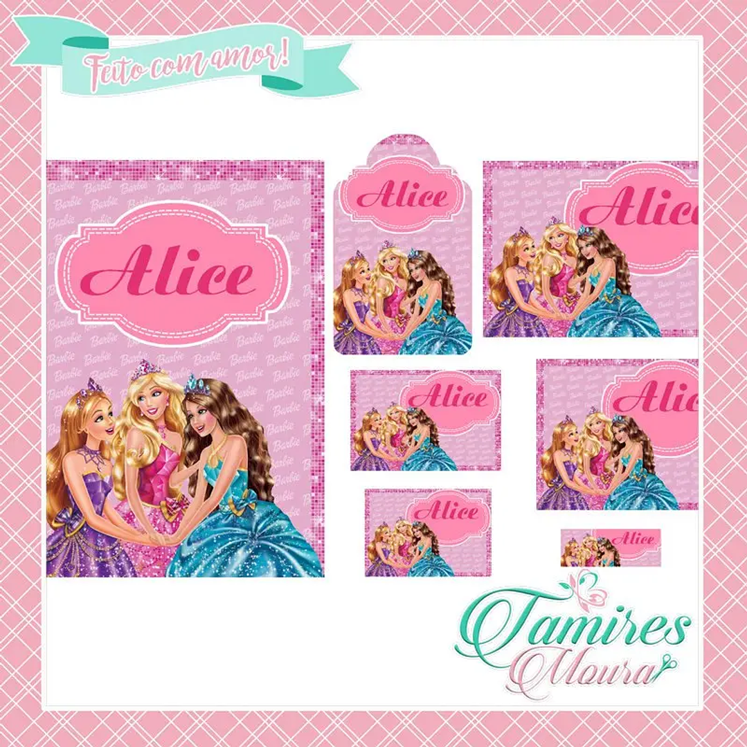 Arquivo de Corte Etiqueta Escolar Barbie 1