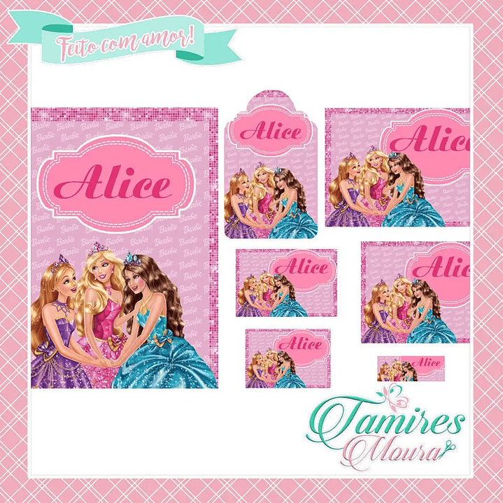 Arquivo de Corte Etiqueta Escolar Barbie 1