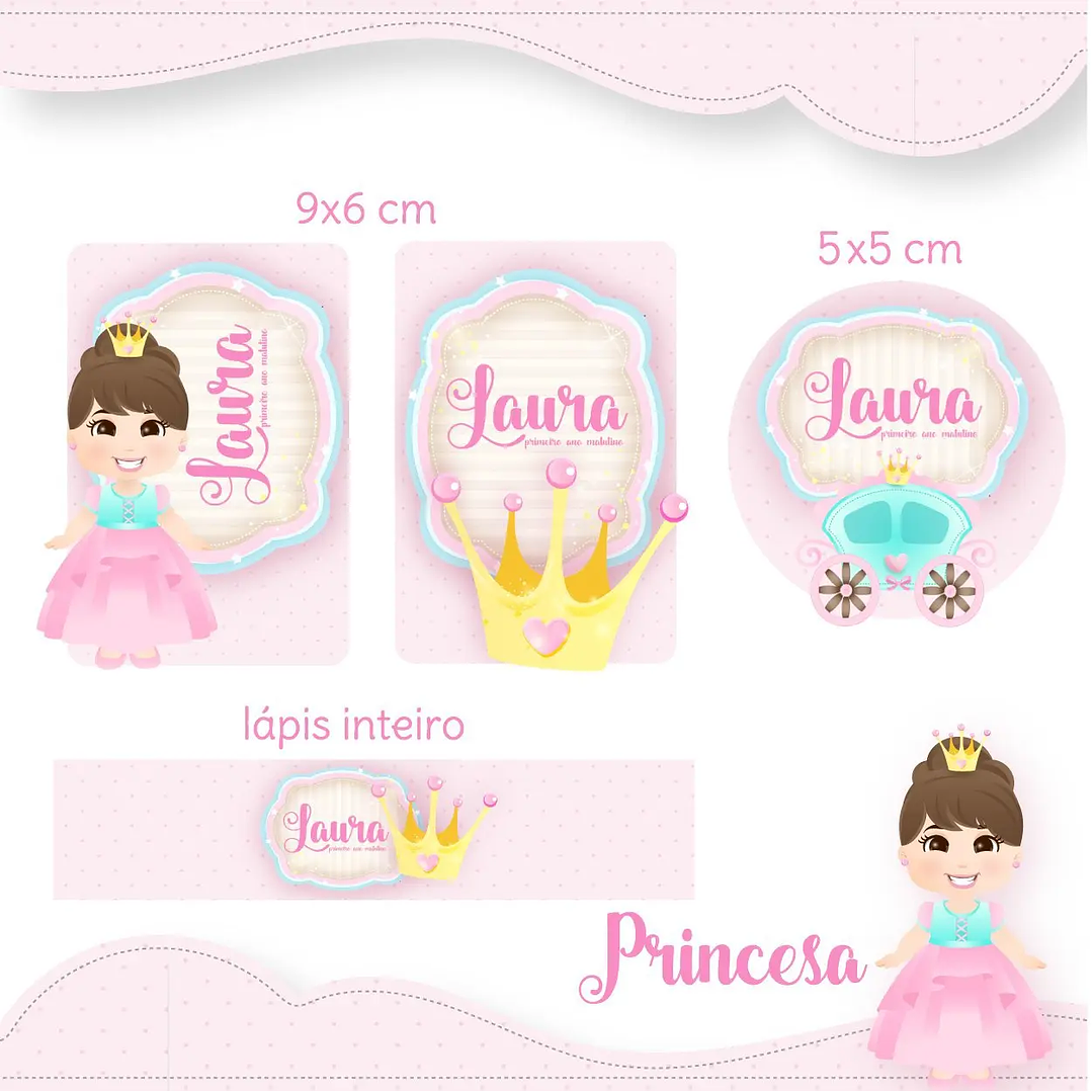 Arquivo de Corte Etiqueta Escolar Princesa 1