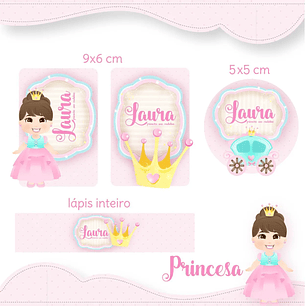 Arquivo de Corte Etiqueta Escolar Princesa