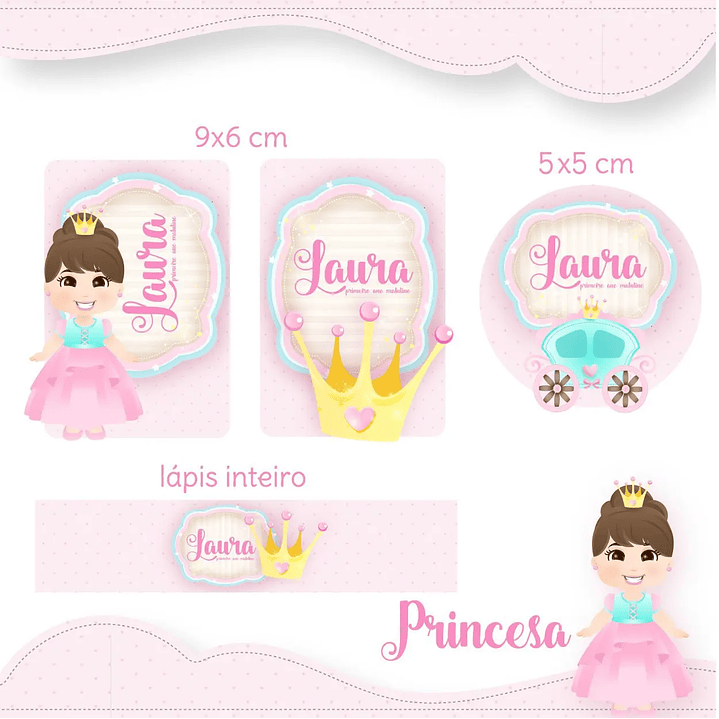Arquivo de Corte Etiqueta Escolar Princesa 1