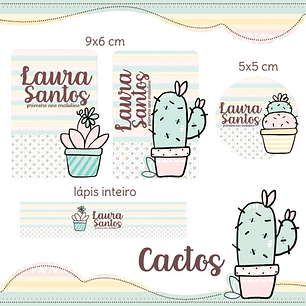 Arquivo de Corte Etiqueta Escolar Cactos