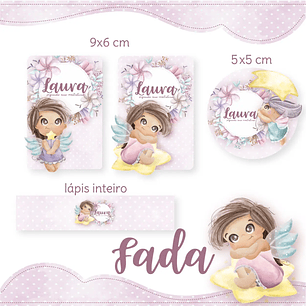 Arquivo de Corte Etiqueta Escolar Fadas
